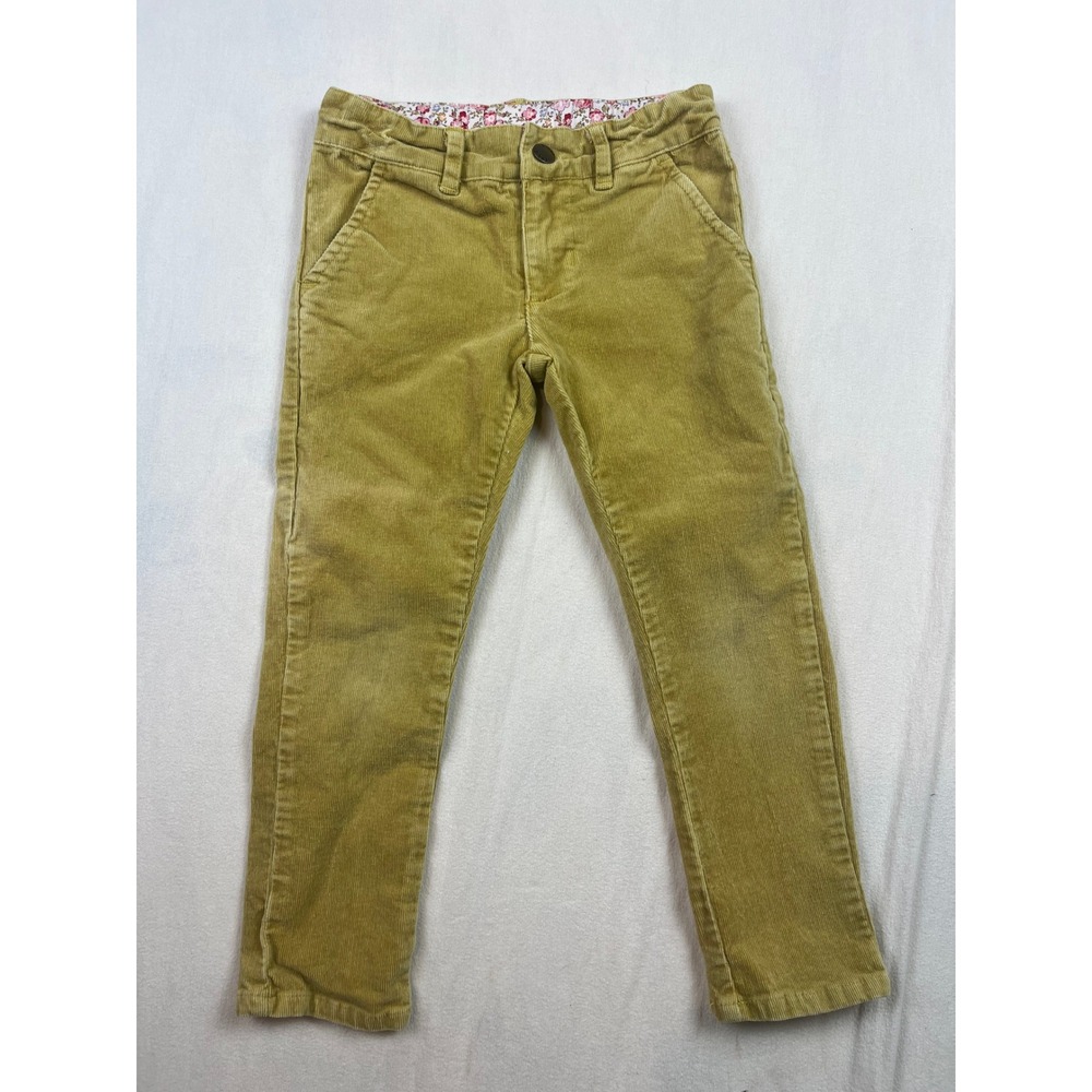 Bisby Kids Mustard Yellow Corduroy Pants Floral Size 4 Adjustable Waist